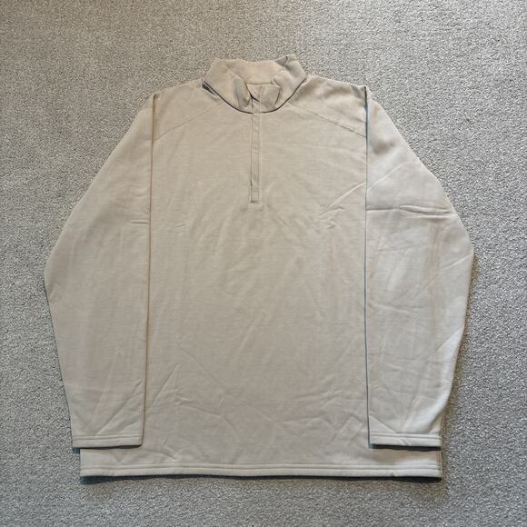 DriFire Men's 1/4 Zip Pullover Sweatshirt Mock Neck Long Sleeve Size Large Cream - Picture 1 of 9